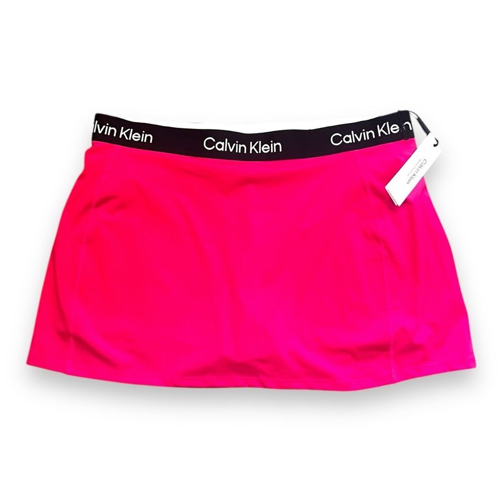 Calvin Klein Womens Performance A-Line Logo Skort Electric Pink/Black Size XL